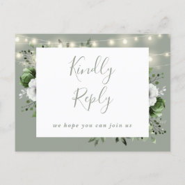 Tarjeta postal RSVP de Sage Green Floral Sage