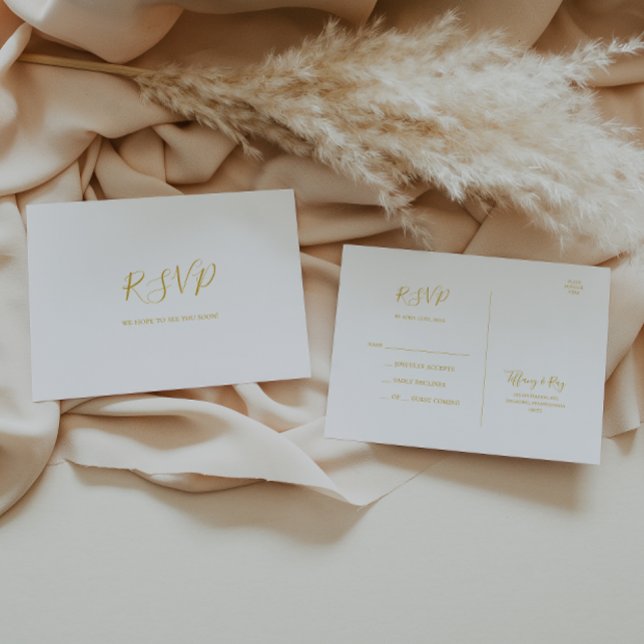 Tarjeta postal RSVP de simple elegante Boda de Oro (Subido por el creador)