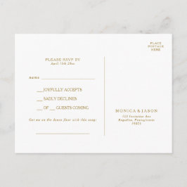 Tarjeta postal RSVP de solicitud de canción de oro