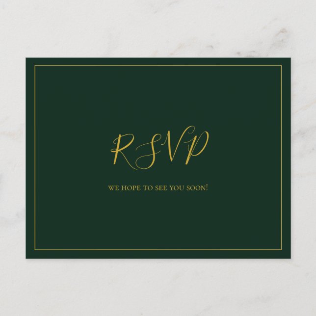 Tarjeta postal RSVP de solicitud de canción verde  (Anverso)