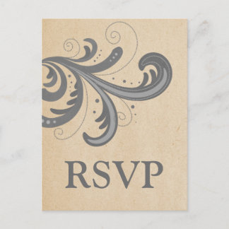 Tarjeta postal RSVP de Swirls con estilo Gris