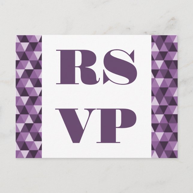 Tarjeta postal RSVP de triángulos geométricos púrp (Anverso)