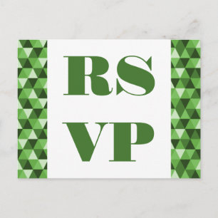 Tarjeta postal RSVP de triángulos geométricos verd