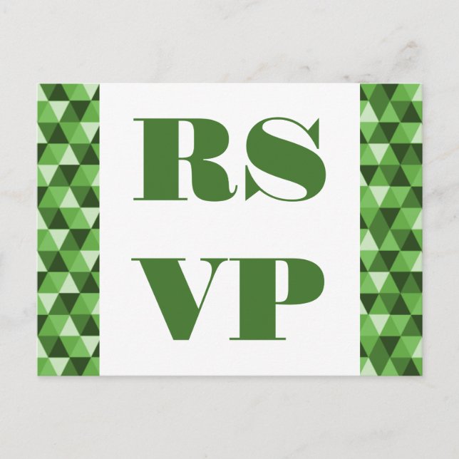 Tarjeta postal RSVP de triángulos geométricos verd (Anverso)