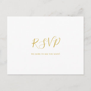 Tarjeta postal RSVP de una canción de oro simple y