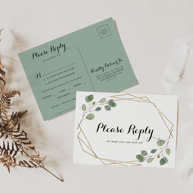 Tarjeta postal RSVP del menú de fusión geométrica  (Subido por el creador)