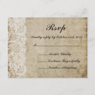 Tarjeta postal RSVP del Viejo Mundo Vintage Lace