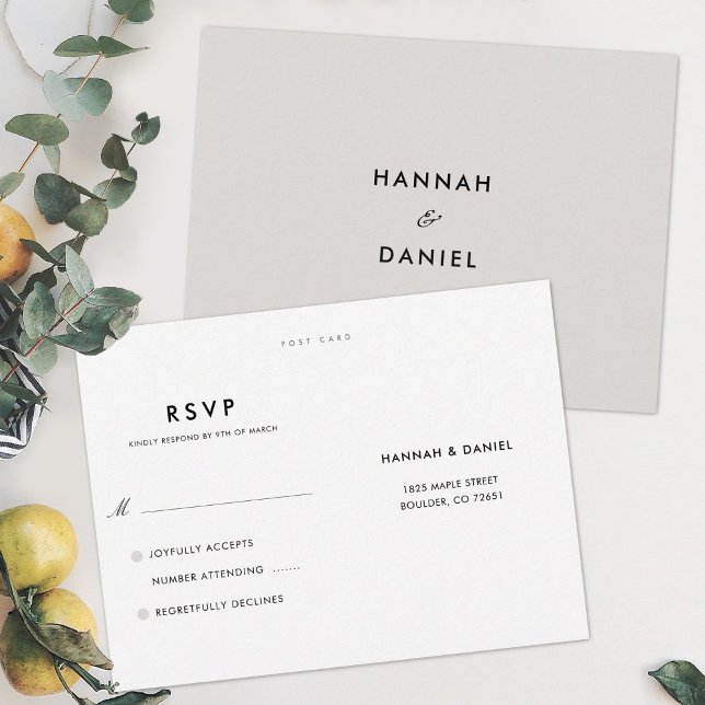 Tarjeta postal RSVP elegante y sencilla de boda mo (Subido por el creador)
