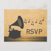 Tarjeta postal RSVP Gramofotélica Vintage Gris