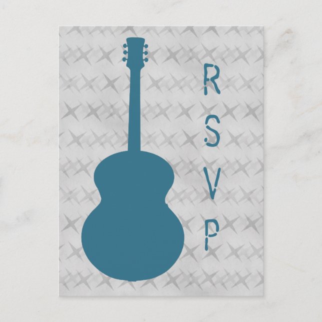 Tarjeta postal RSVP Grunge de guitarra azul (Anverso)