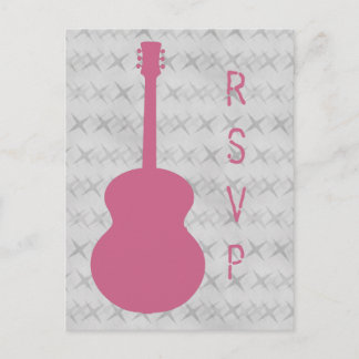 Tarjeta postal RSVP Grunge de guitarra rosa