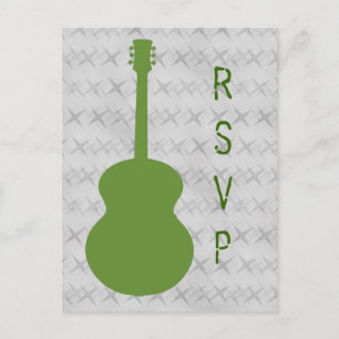 Tarjeta postal RSVP Grunge de guitarra verde