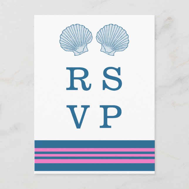 Tarjeta postal RSVP Nautical Blue Pink (Anverso)