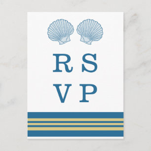 Tarjeta postal RSVP Nautical Gold Blue