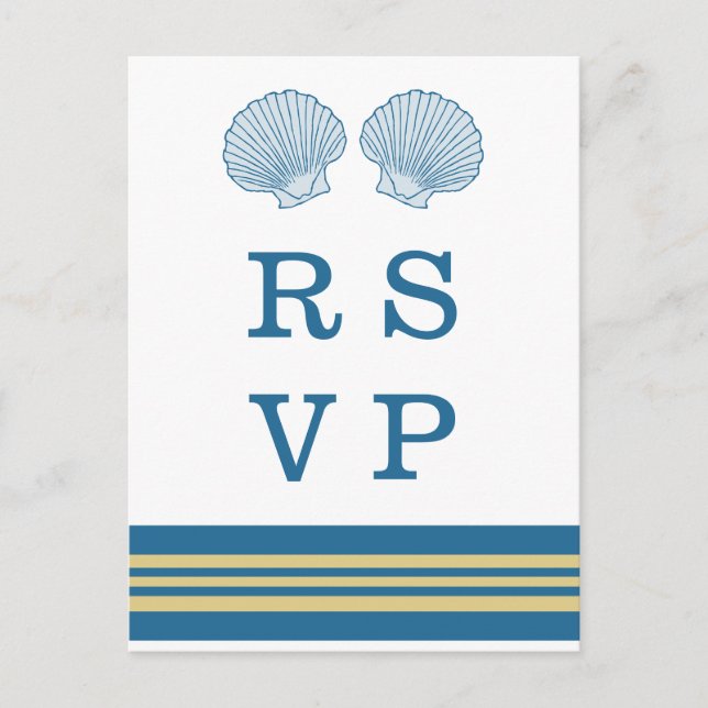 Tarjeta postal RSVP Nautical Gold Blue (Anverso)