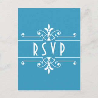 Tarjeta postal RSVP Ornamental Azul Fancy