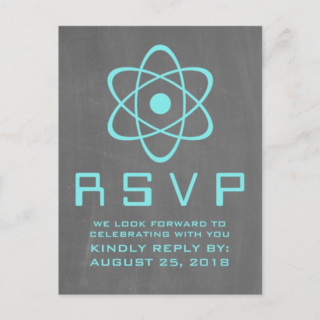 Tarjeta postal RSVP para Aqua Atomic Chalkboard (Anverso)
