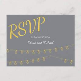 Tarjeta postal RSVP para boda en amarillo y gris