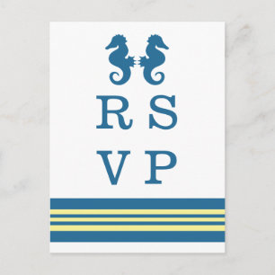 Tarjeta postal RSVP para caballito de mar azul ama
