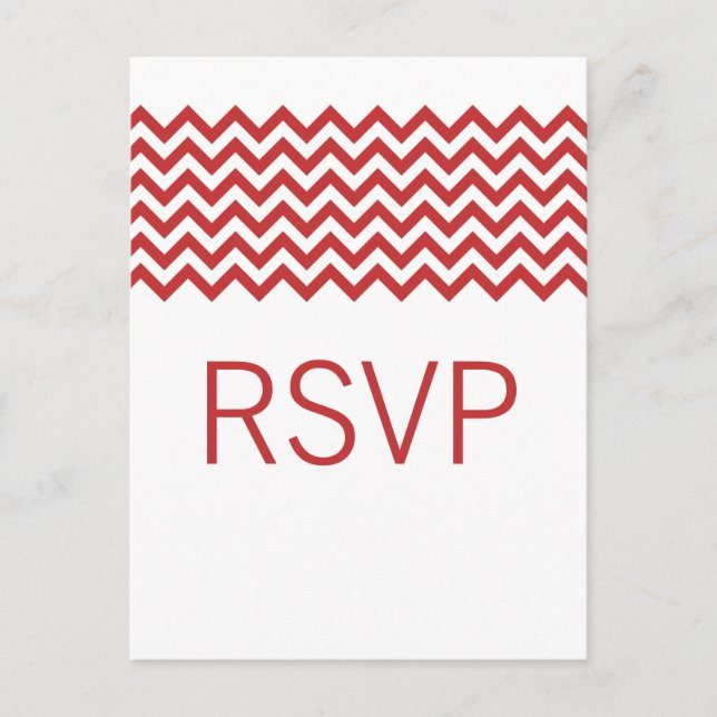 Tarjeta postal RSVP para Chevron Simple Rojo (Anverso)