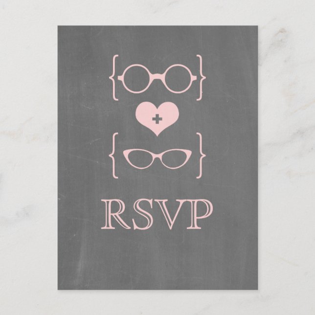 Tarjeta postal RSVP para gafas rosadas (Anverso)