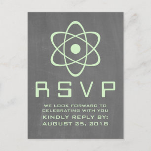 Tarjeta postal RSVP para Green Atomic Chalkboard