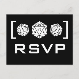 Tarjeta postal RSVP para juego de dados negro D20