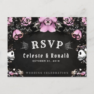 Tarjeta postal RSVP para Rosas góticos y negros