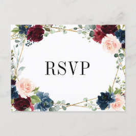 Tarjeta postal Rubor Floral Gold RSVP de la Marina