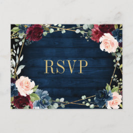 Tarjeta postal Rubor Floral Gold RSVP de la Marina