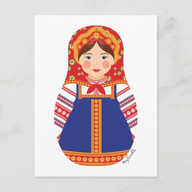 Tarjeta postal rusa de Matryoshka (Anverso)