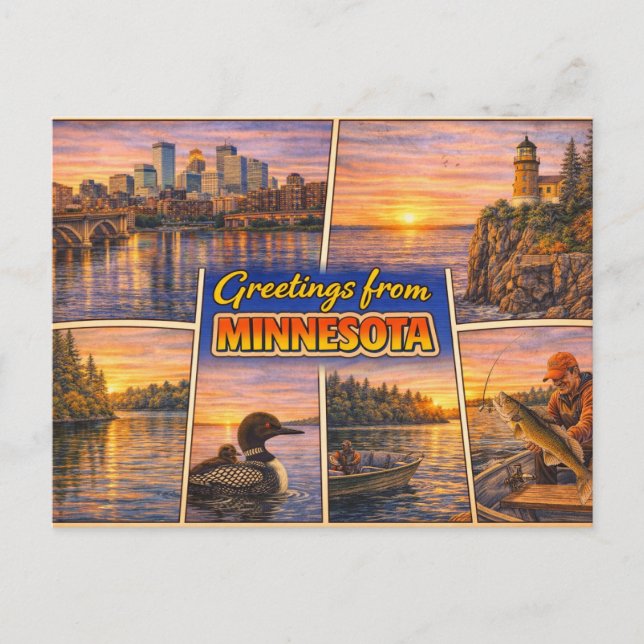 Tarjeta Postal Saludos desde Minnesota (Anverso)
