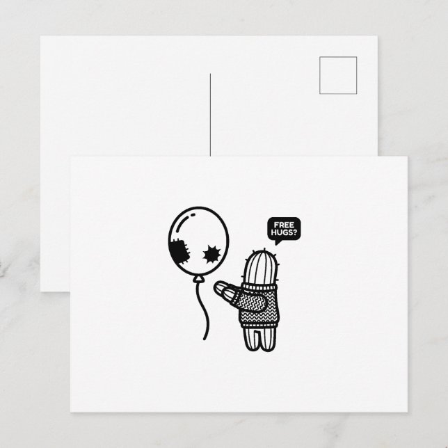 Tarjeta postal sarcástica de abrazos gratis de cac (Anverso / Reverso)