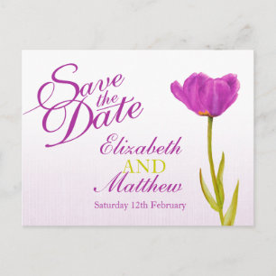 Tarjeta postal 'Save the Date' con arte de tulipán