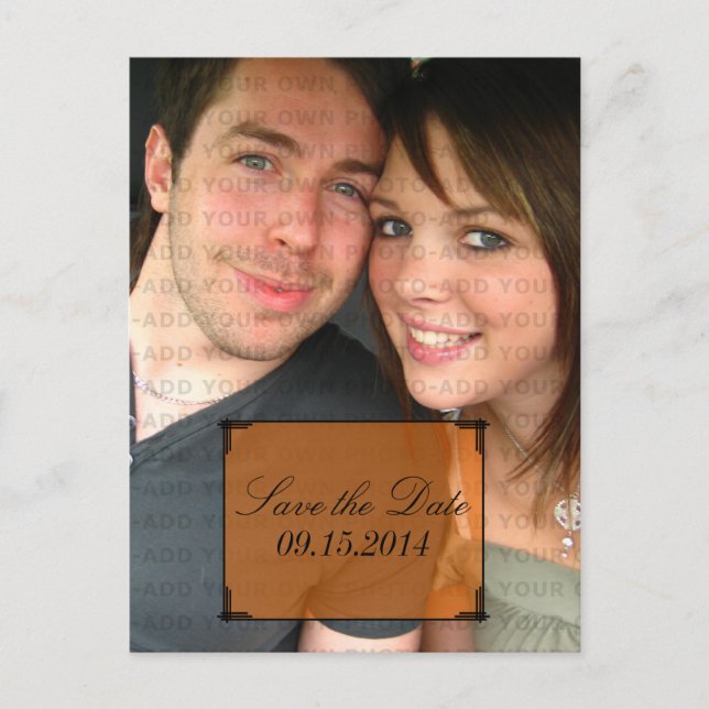 Tarjeta postal Save the Date con marco Art Deco na (Anverso)
