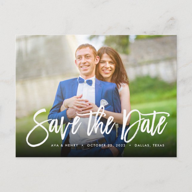 Tarjeta Postal "Save The Date" con tipografía atra (Anverso)