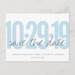 Tarjeta Postal Save The Date, fecha grande, azul p