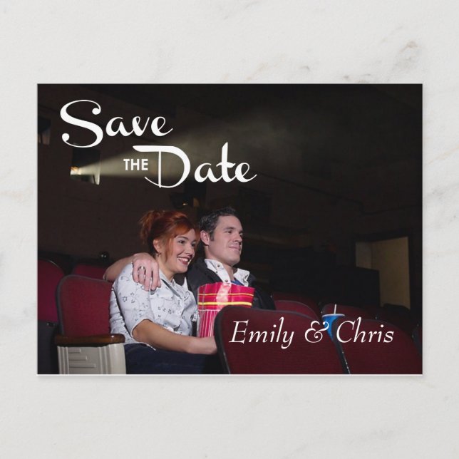 Tarjeta Postal Save the Date Pretty Script (Anverso)