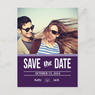 Tarjeta Postal Save The Date Púrpura