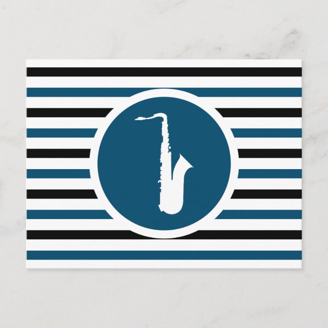 Tarjeta postal saxofónica de Moda rayada (Anverso)