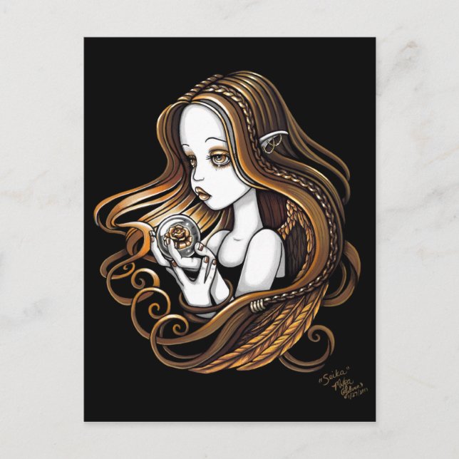 Tarjeta postal "Seika" Amber Rosa Crystal Ball Ang (Anverso)