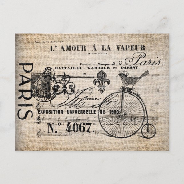 Tarjeta postal - Señal vintage de bicicleta penny- (Anverso)