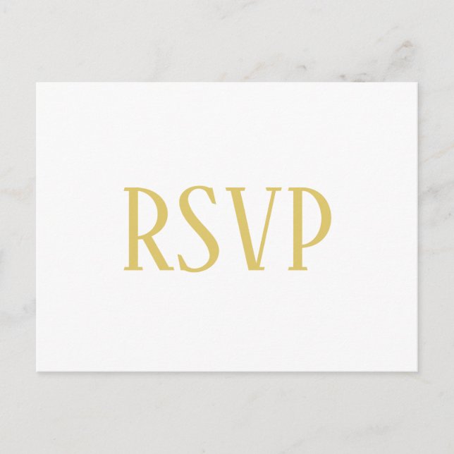 Tarjeta postal Simple Gold - RSVP/Opciones de cena (Anverso)