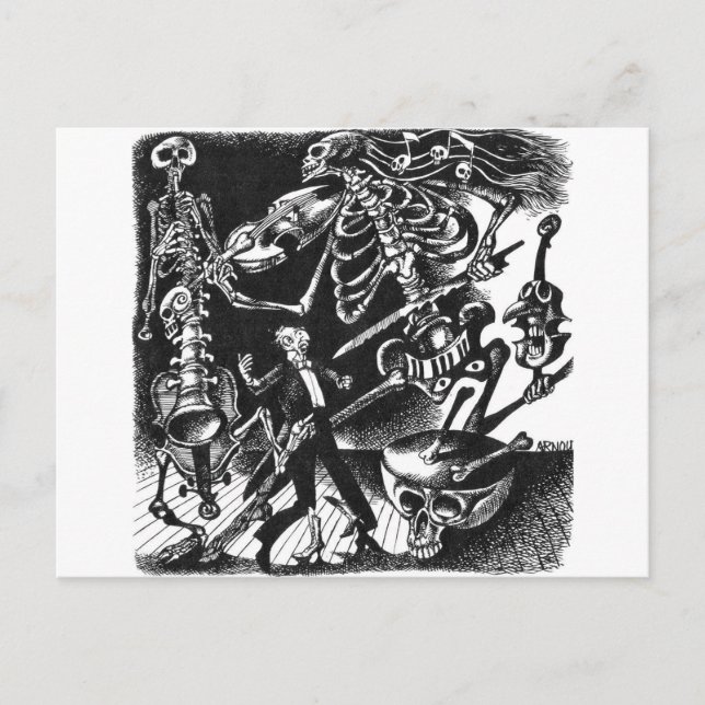 Tarjeta postal Skeleton Jam Band (Anverso)