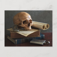 Tarjeta postal Skull on Books