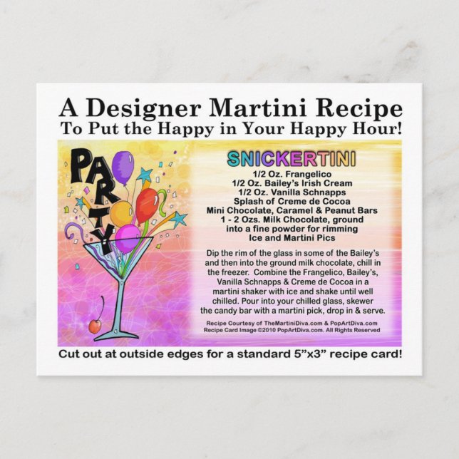 Tarjeta postal Snickertini Candy Martini (Anverso)