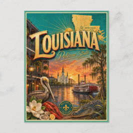 Tarjeta Postal Souvenir de Viaje Retro de Louisian