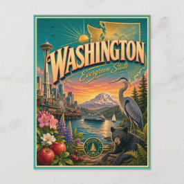 Tarjeta Postal Souvenir de Viaje Retro de Washingt