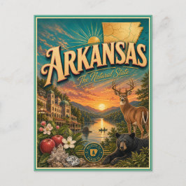 Tarjeta Postal Souvenir de Viajes Retro de Arkansa