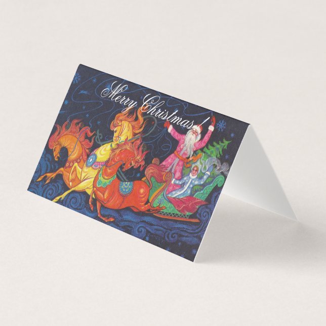 Tarjeta postal soviética con Santa Claus y Nieve (Anverso)